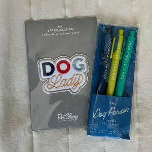 Dog Lady Adhesive Patch & Dog Person Gel Pen Set Bundle
